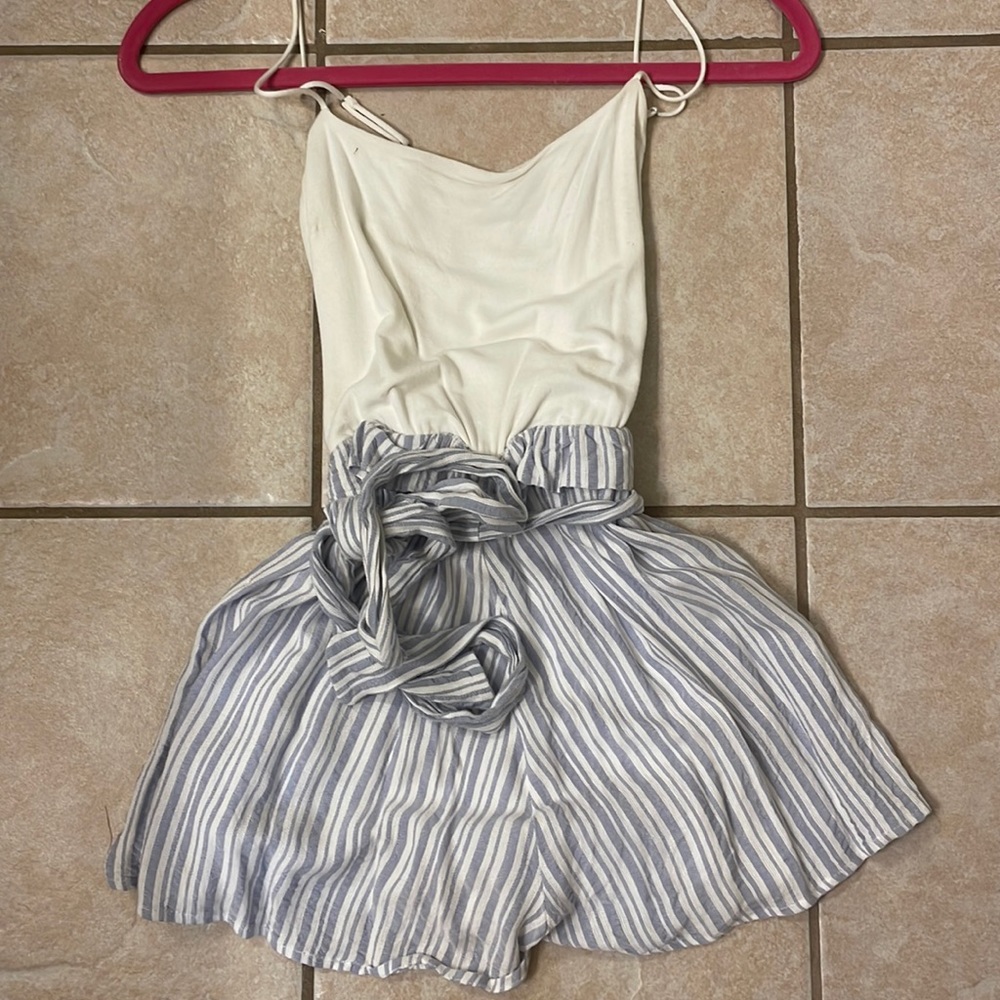 Blue and white stripe romper